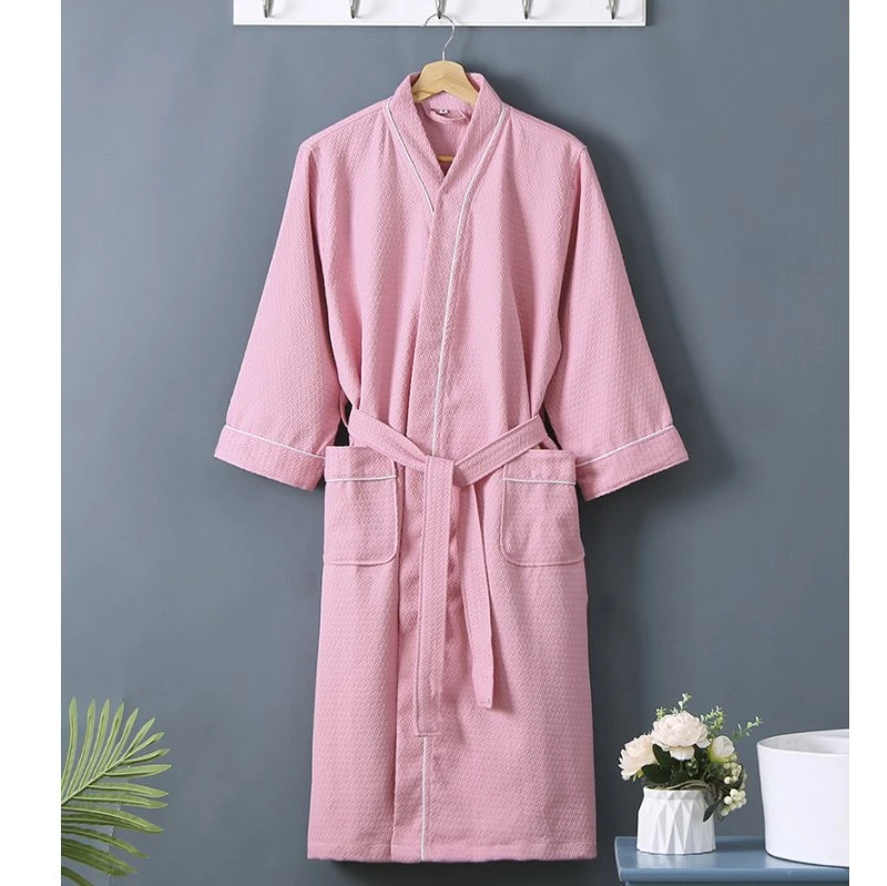 Bath Robe Cotton Soft Plain Gray Hotel Men's Bathrobes Pyjamas Women Plus Size and Grow a Sleepwear