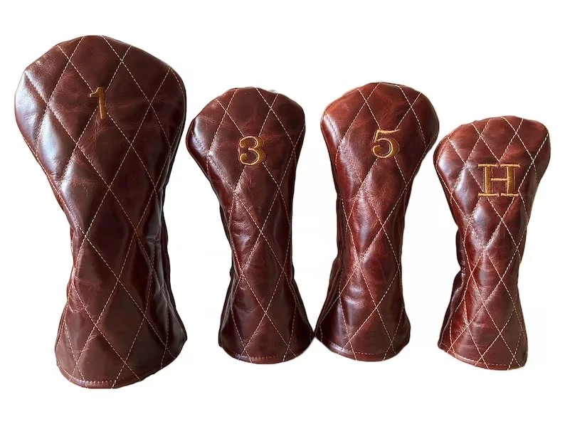 Custom Exotic PU Genuine Leather Golf Club Headcover Set