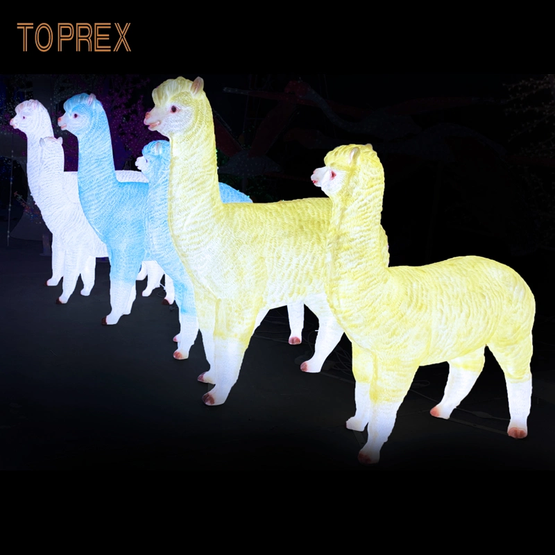 New Designs Wholesale/Supplier Outdoor Large Lighted Resin Craft Alpaca Animals Lights