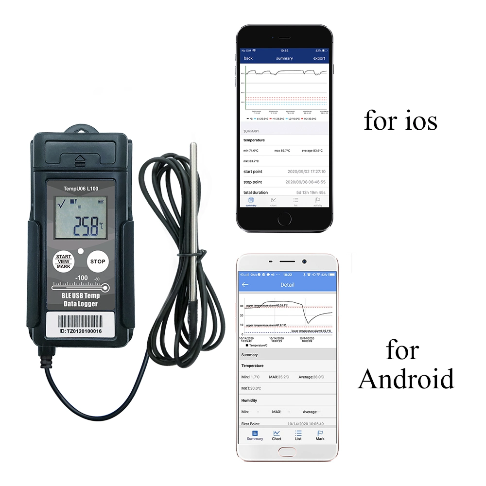 Registrador de datos de temperatura ultrabaja sensor externo de congelador con Pantalla LCD