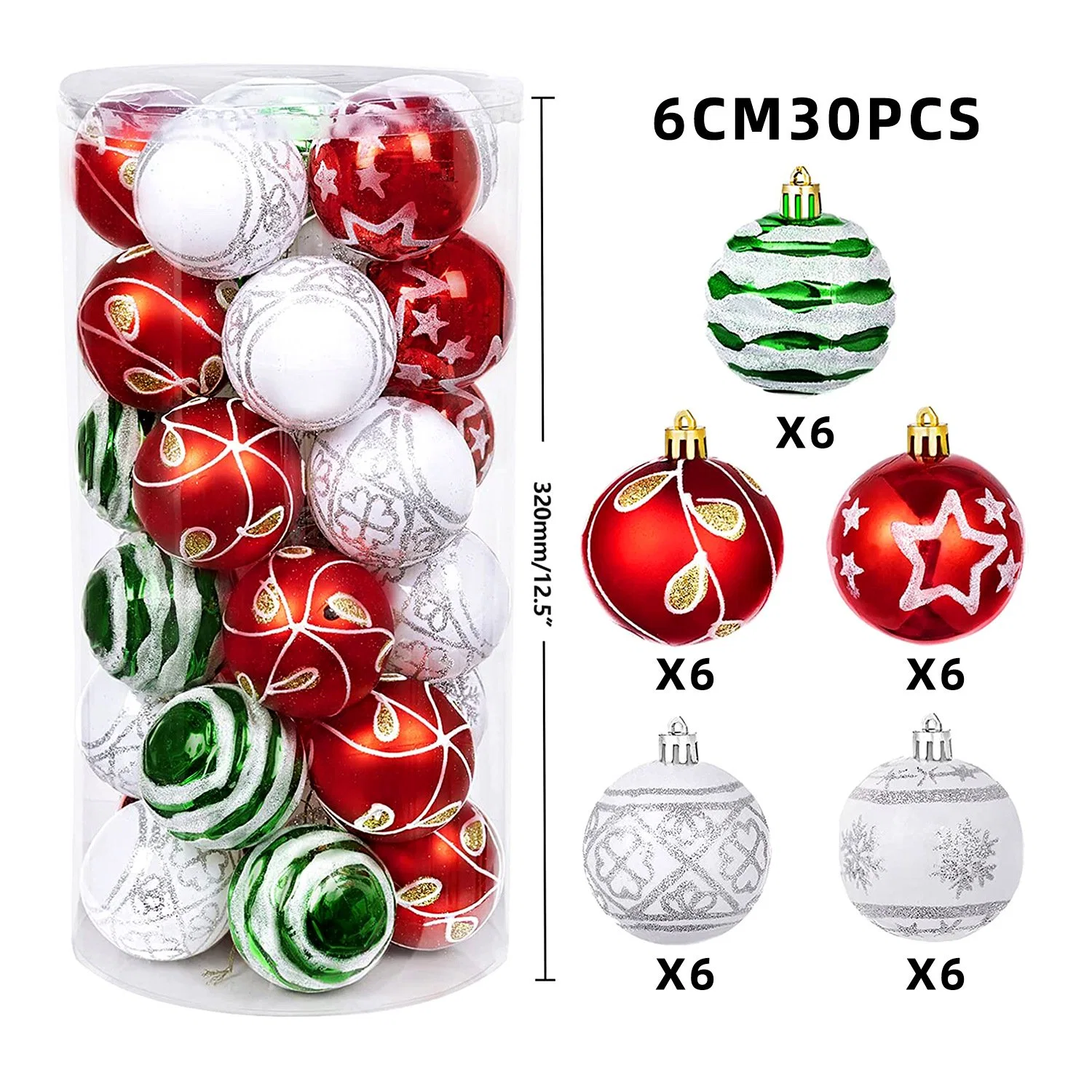 Christmas Decorations 6cm Painted Ball Silk Screen Printed Plastic Shaped Ball