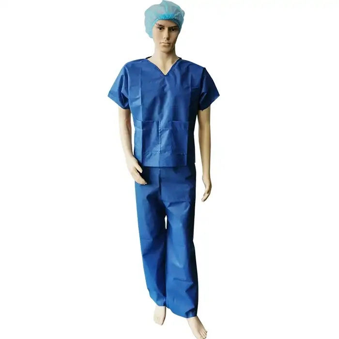 Disposable V Collar Hospital Medical Nursing Work Clothes PP Non-Woven Scrub Suit