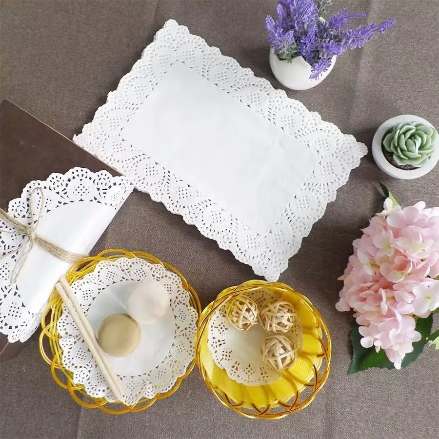 Papel doilias Lace Doily Party talheres decorativos Placemats papel Coasters Decoração da mesa dos tapetes