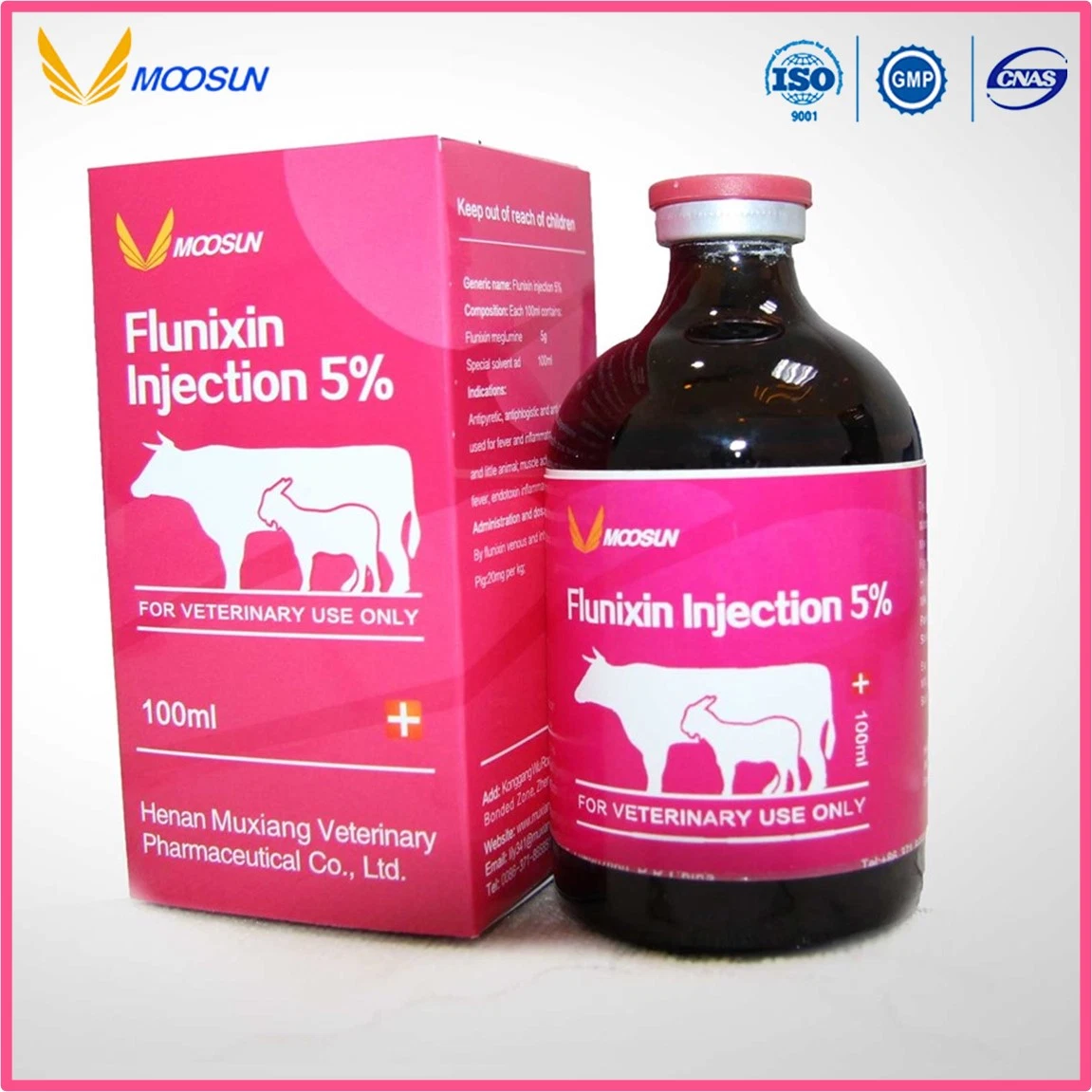 Química farmacêutica 5% Flunixina Anti-Inflammation Injecção Medicina Veterinária