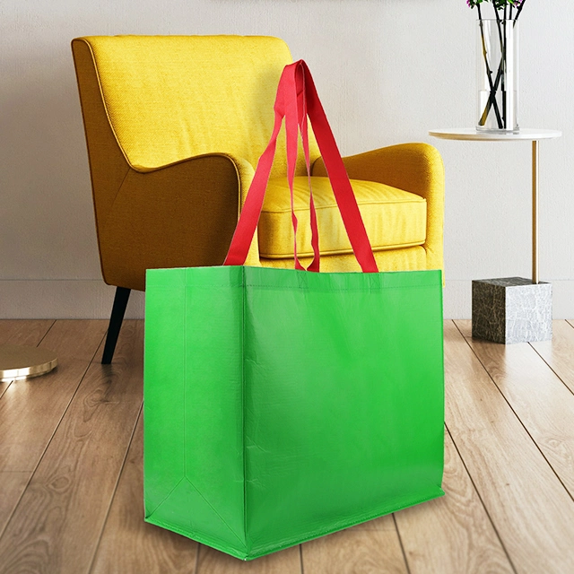 Custom Green Large Grocery Packaging Shopping Promotion Gift RPET Fabric Bag