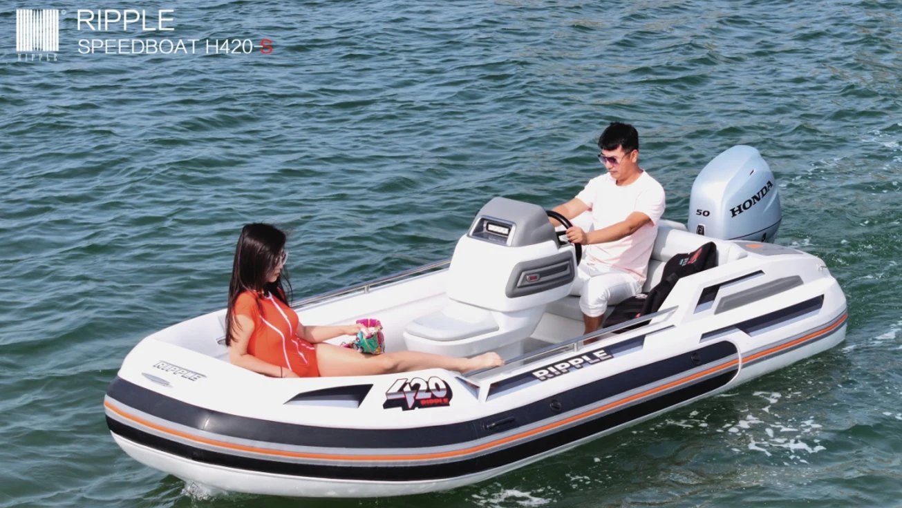 420cm Rib Hypalon Sport Cabin Cruiser Rigid Rib Inflatable Boat with Outboard Motor