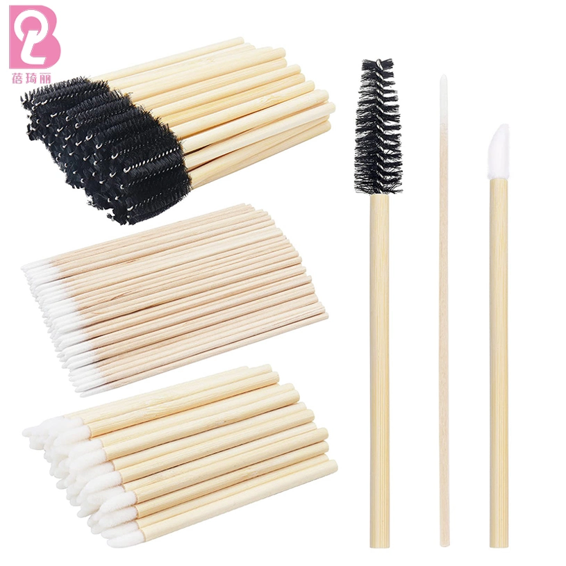 Beiqili 50PCS Disposable Eco-Friendly Bamboo Handle Eyelash Brush Mascara Wand Lash Brush Applicator Spoolies Hisopos Swabs