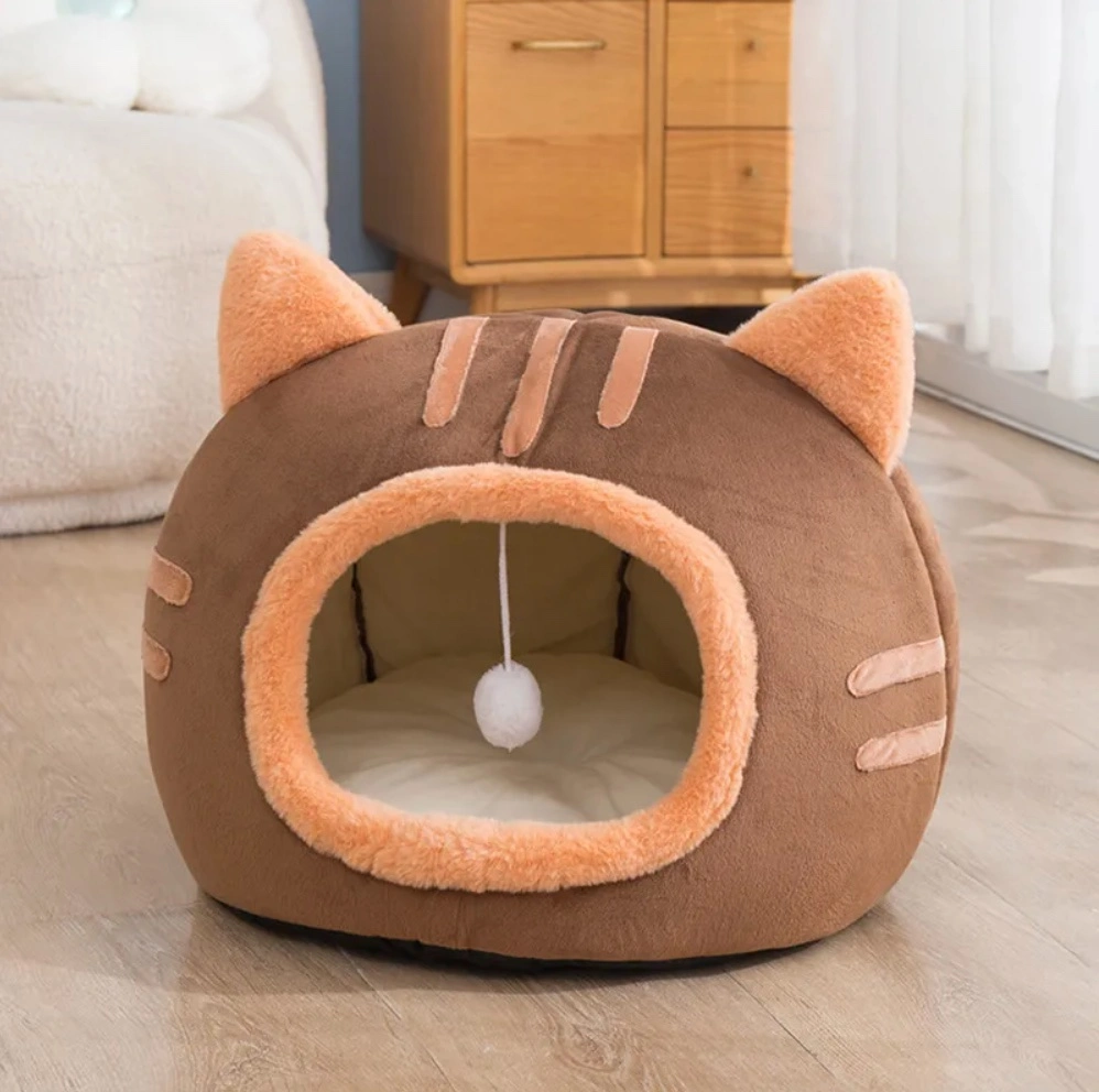 Hot vendendo inverno quente bonito gato cabeça forma Bed Nest Para cães e gatos pequenos