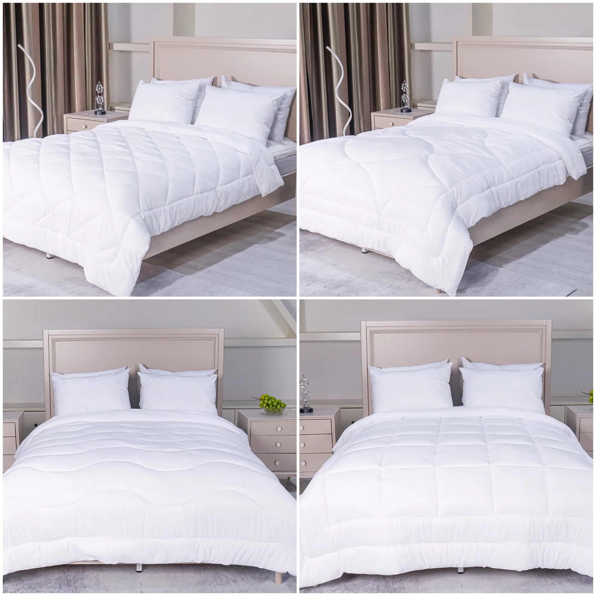 China Manufacturer Home Textile Nice Quality Cheap Price All Seasons Wholesale/Supplier New Stitching Design White Hotel Microfiber Polyester Quilted Fluffy Duvet