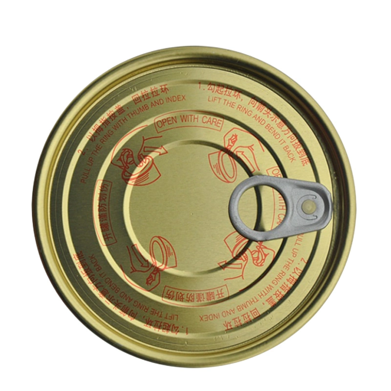 401# 99mm Gold Tinplate Eoe Easy Open Ends for Canned Fish, Beef, Tuna, Seafood Easy Open Tin Lids Sealed Can Lids