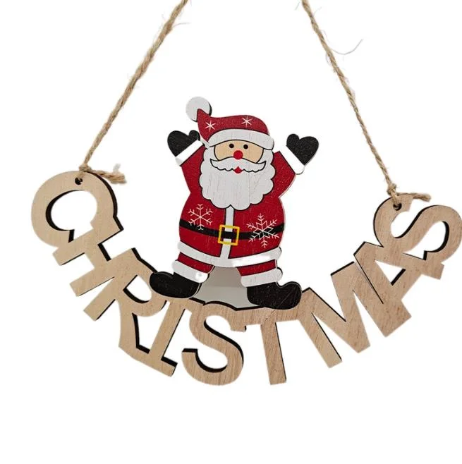 Madeira Crafts Natal madeira Chip pendente Home decorações pintado UV Acessórios da árvore de christmas