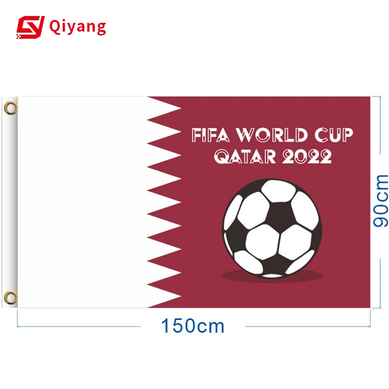 Drapeau personnalisé en polyester d'impression 3X5FT pour la Coupe du Monde 2022, Drapeau de tous les pays pour la Coupe du Monde 2022 au Qatar, Drapeau personnalisé d'impression numérique.