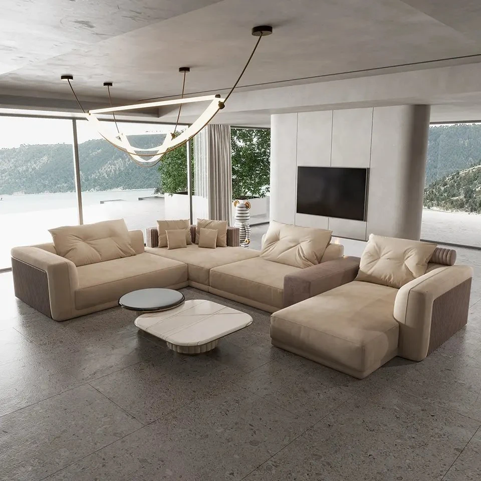 En L en cuir mobilier de manoir coin Section modulaire Couches modernes Design luxueux canapé pour la maison