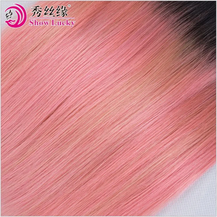 New Popular Two Tone Colored Dark Root 1b/Pink Brazilian Virgin Human Hair Extension Straight Ombre Hair Weaving