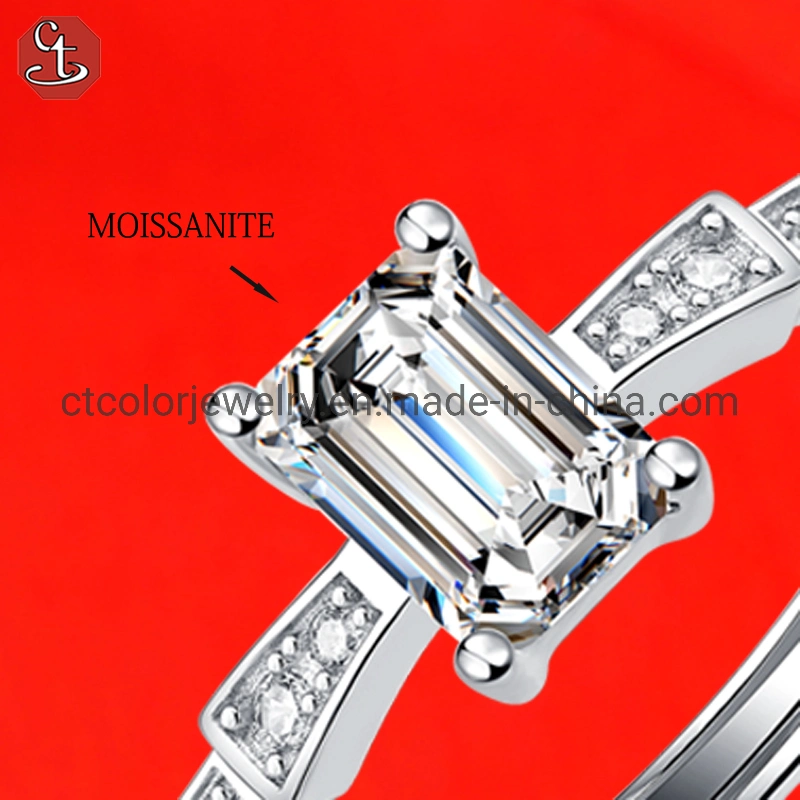 Costume Jewelry Moissanite Diamond Silver Ring Fashion Jewellery for Women