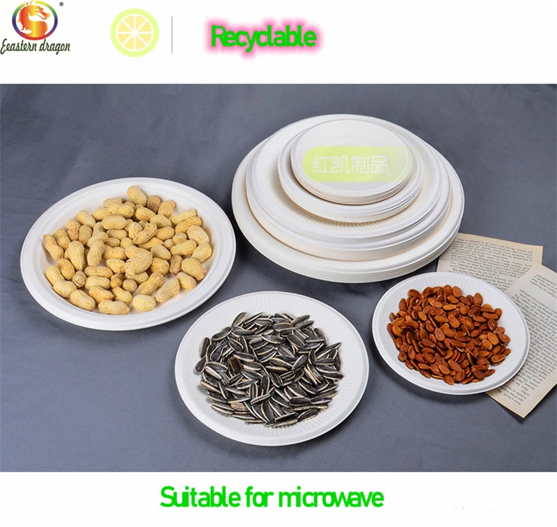 Biodegradable disposable paper tray round bottom dinner bamboo serving tray