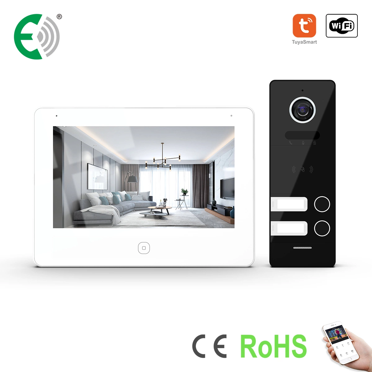 IP&amp;WiFi Video Doorphone mit Touchscreen-Sprechanlage mit Touch-Taste