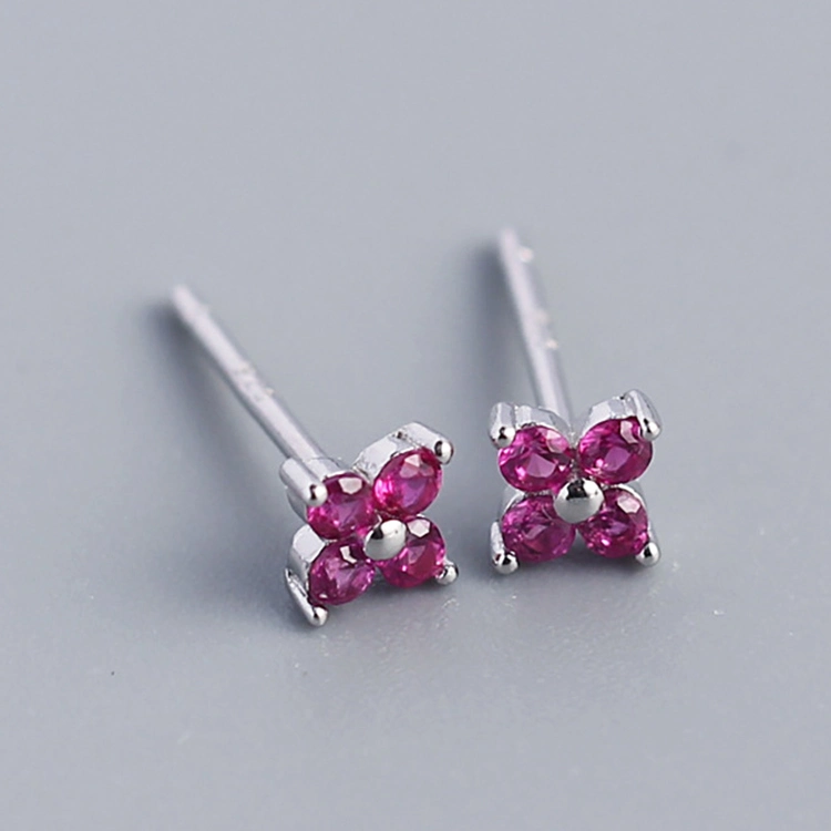 Accessoires de mode 925 Sterling argent créé puces d'oreilles de rubis bijoux