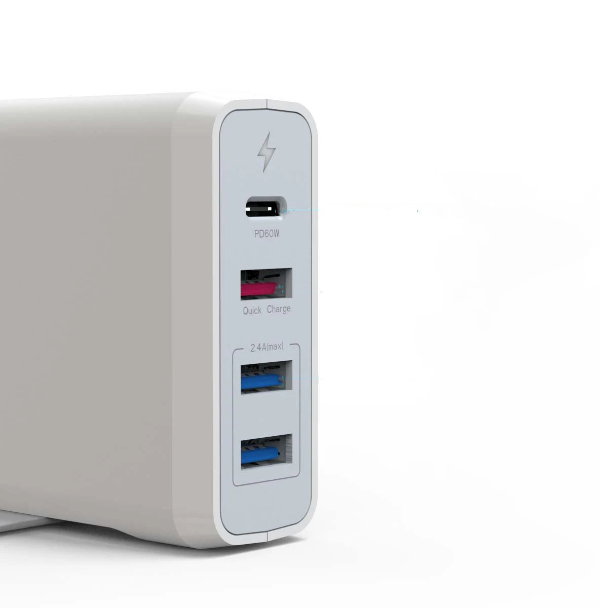 Adaptador de alimentação USB de alta qualidade, 75W, 4 portas, 1 tipo Carregador de parede C e 3USB para UE/AU/Reino Unido/EUA