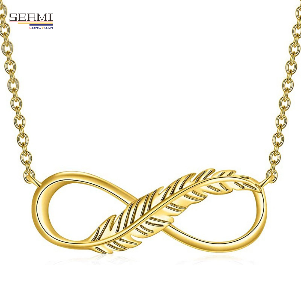 Hot Sale S925 Silver Feather Figure 8 Pendant Necklace