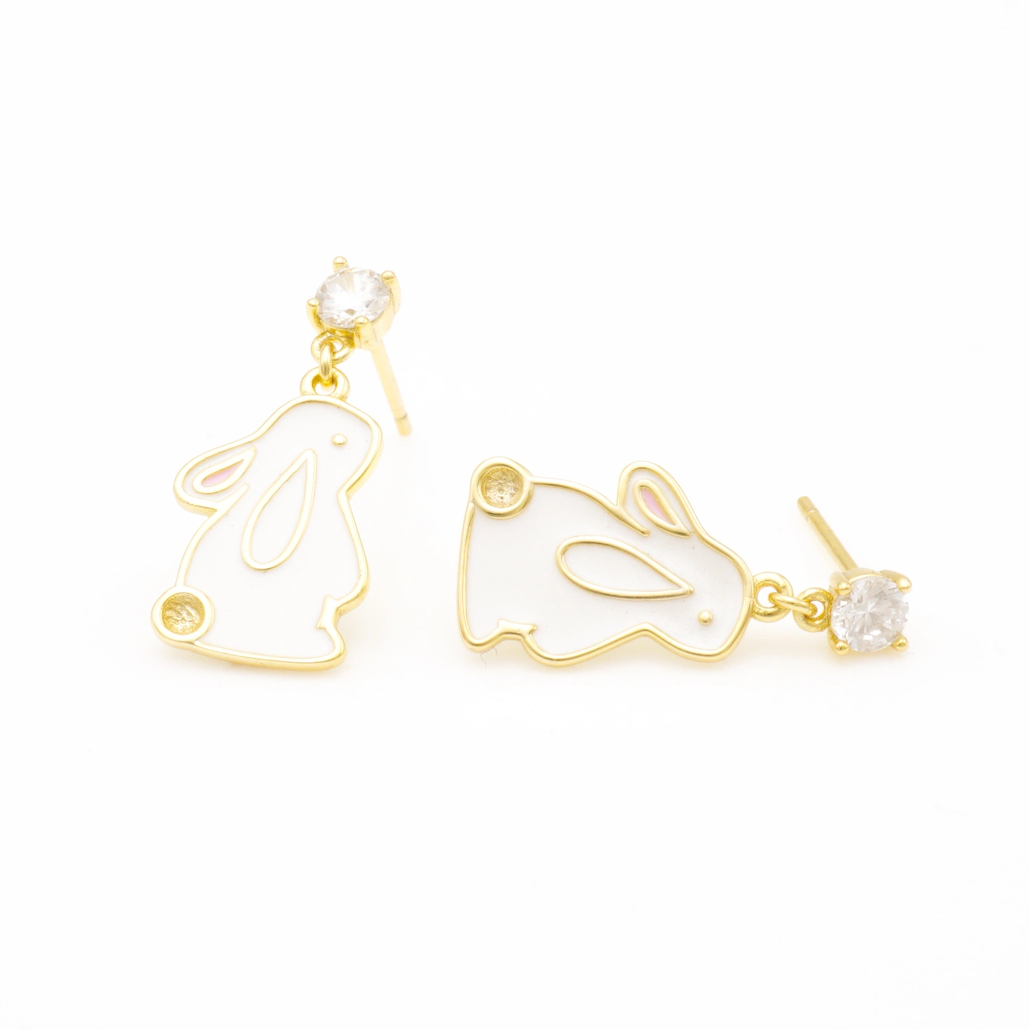 Wholesale Simple Unique Gold Plating Fashion Sterling Silver Earring with Diamond Jewellery