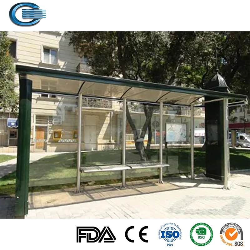 Huasheng Bus Stop Benches China Outdoor Shelter Factory Street Furniture Outdoor Metal Advertising Smart Advertising Bus Stop Shelter