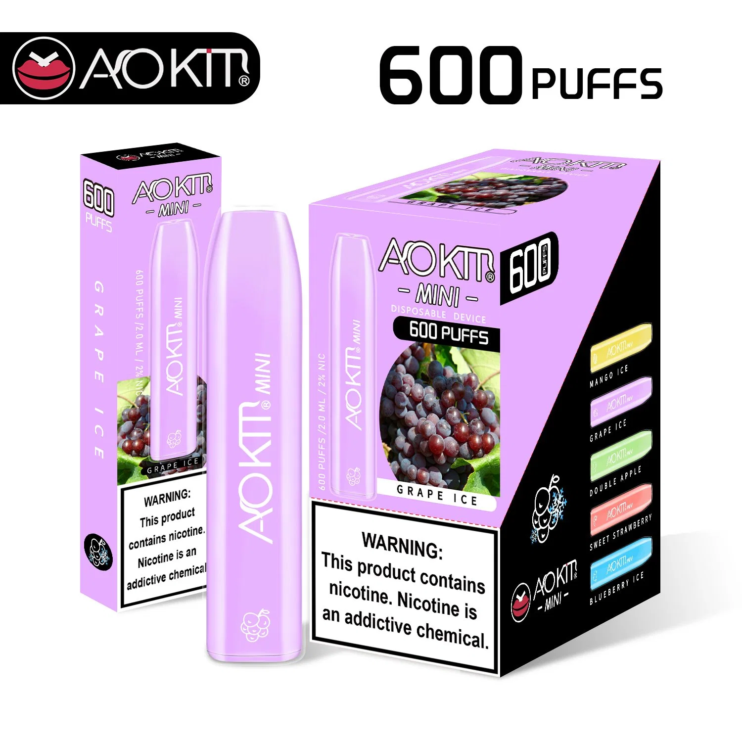 Mini Aokit OEM 600 bouffées Pod Vape jetables cigarette électronique à partir de l'usine d'origine Aokit