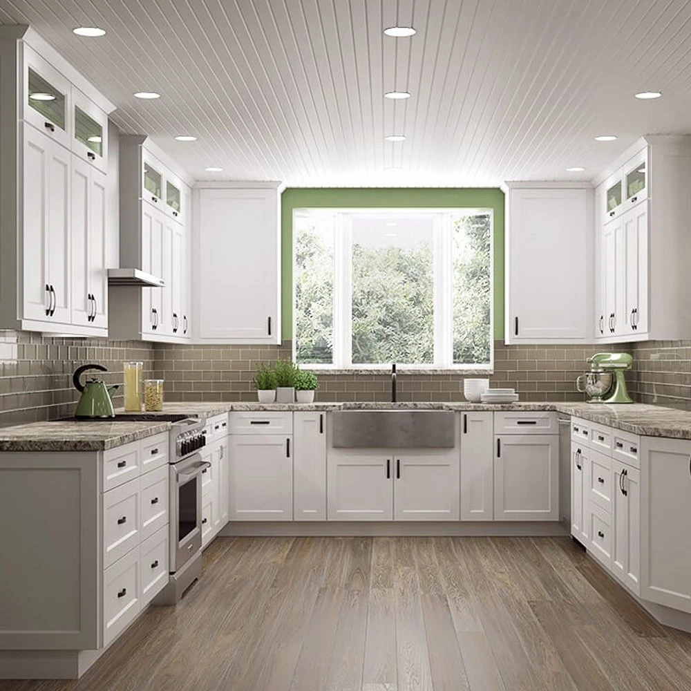 Easy Top Full Cabinets White Solid Wood Kitchen Cabinets in Modern Style