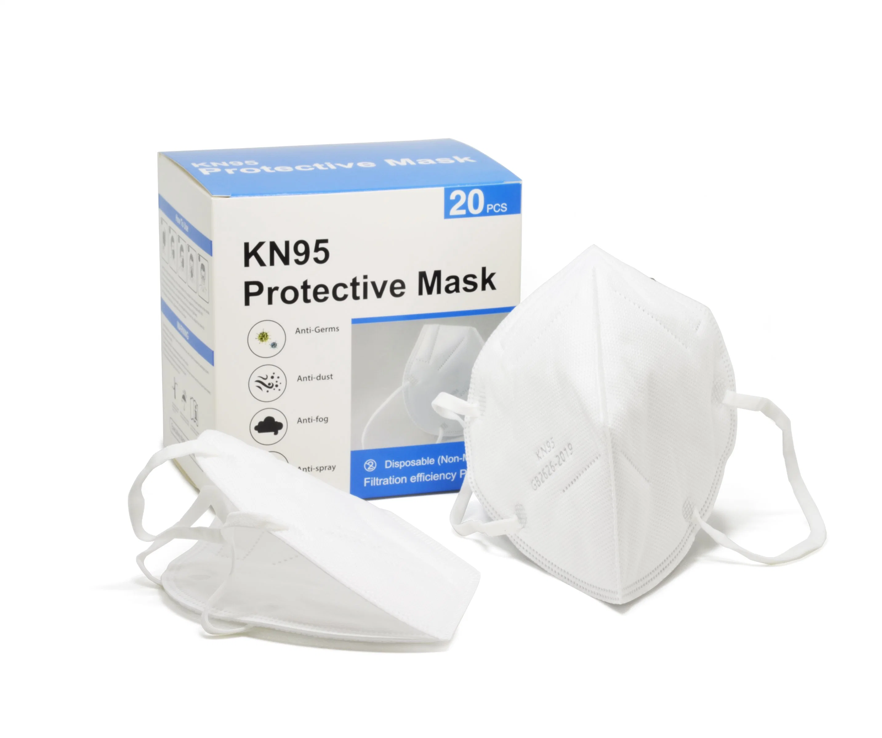 Gute Komfort KN95 Gesichtsmaske, Falten Einweg KN95 Gesichtsmaske