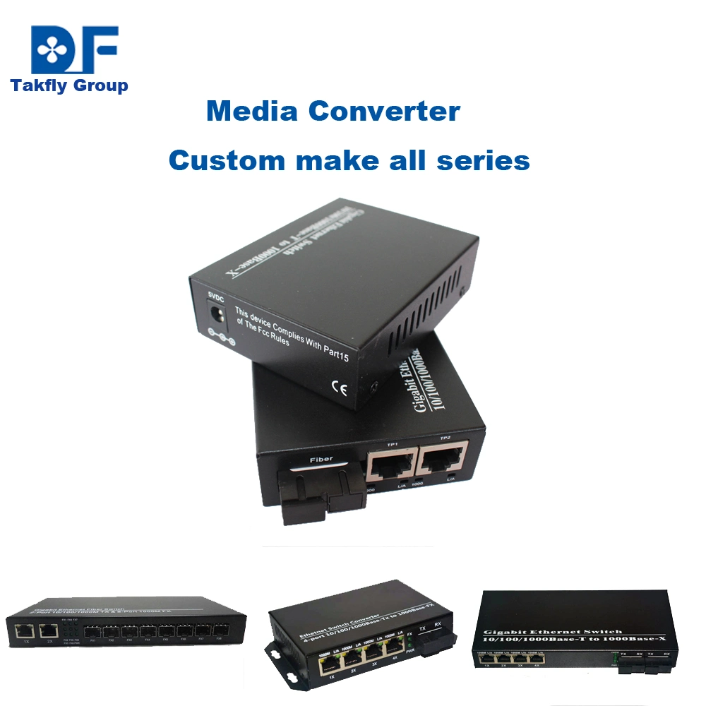 10/100/1000m/10g Sm/mm Dual Fiber SFP Industrial Media Converter