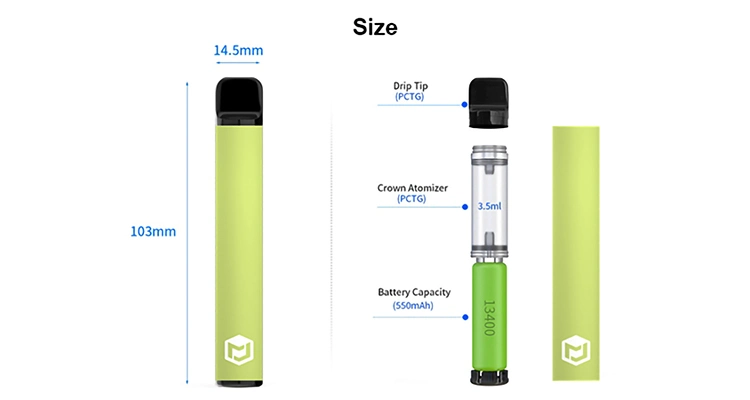 Muje 800 Puffs P Plus Disposable/Chargeable Vape Pen 3.2ml 550mAh E-Cig Factory OEM