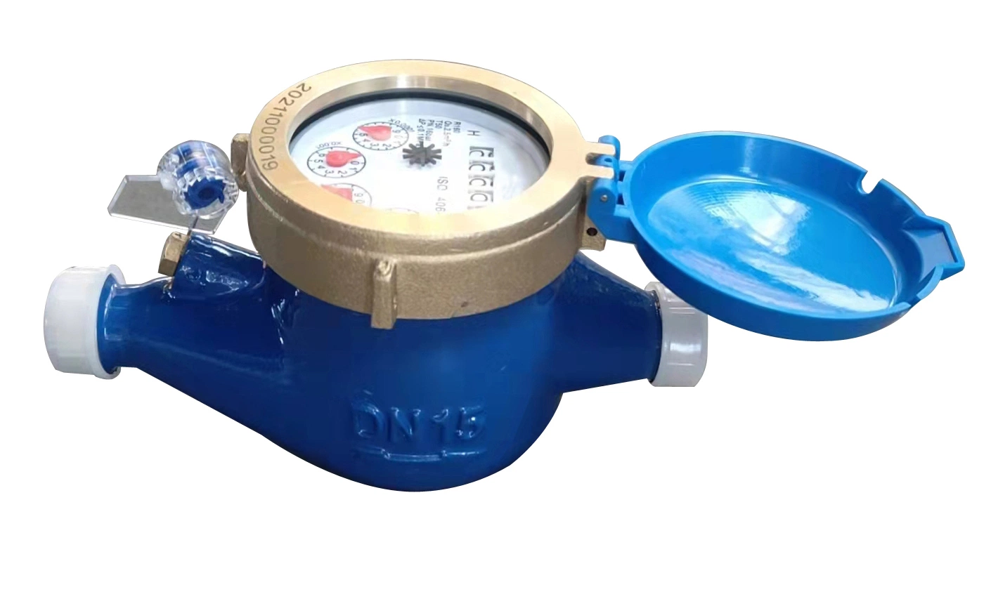 1,0 MPa material de latão plástico frio Single Jet Dry Dial R160 Medidor de água