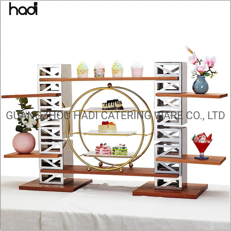 Restaurant for Sale in Dubai Durable Wood Display Stand, Buffet Stand Dessert Display, Modern Catering Display Stand Shelves