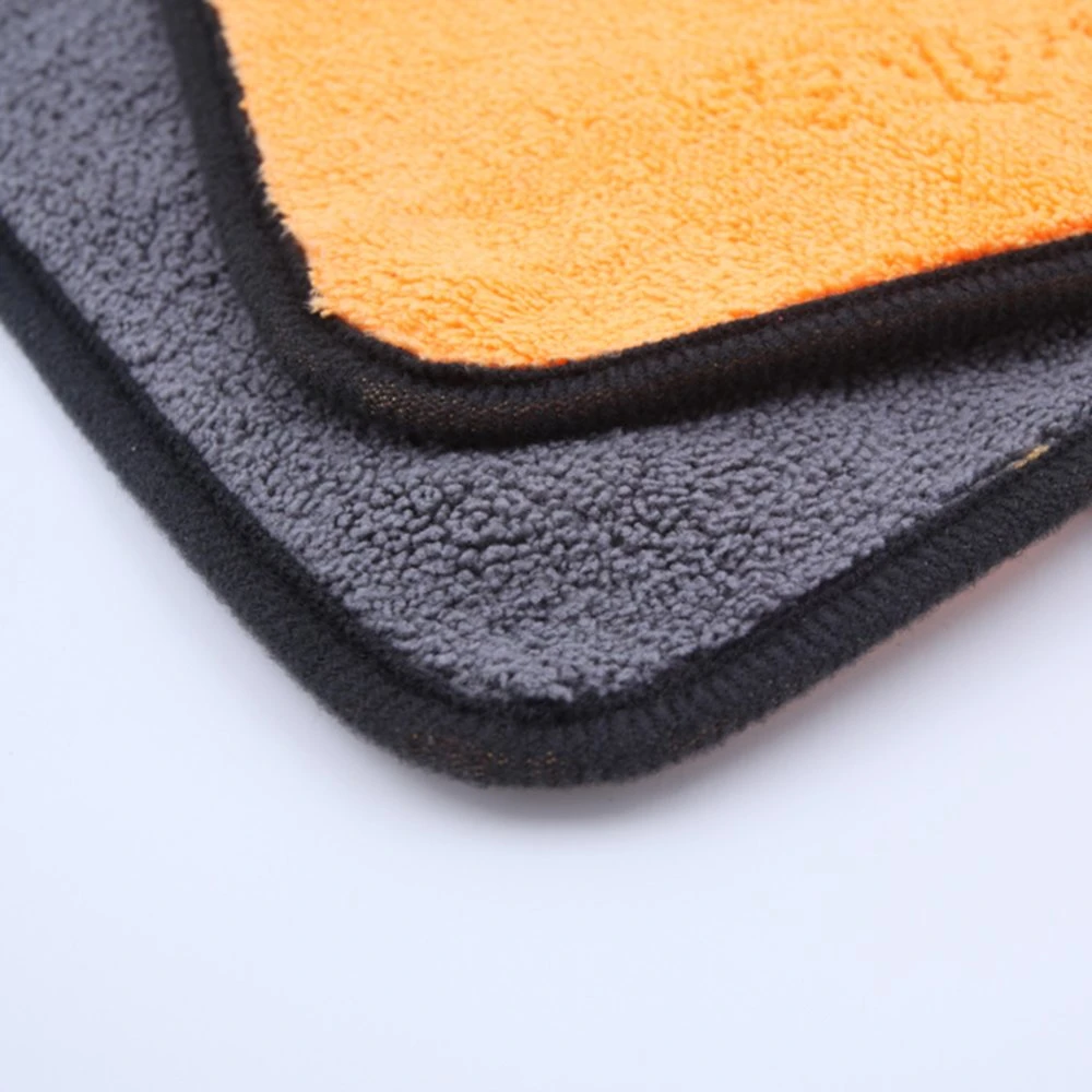 Orange and Grey 40X60cm 800GSM Microfiber Coral Fleece Towel Car Kitchen Household Cleaning Cloth with Ultrasonic Custom Printing Logo