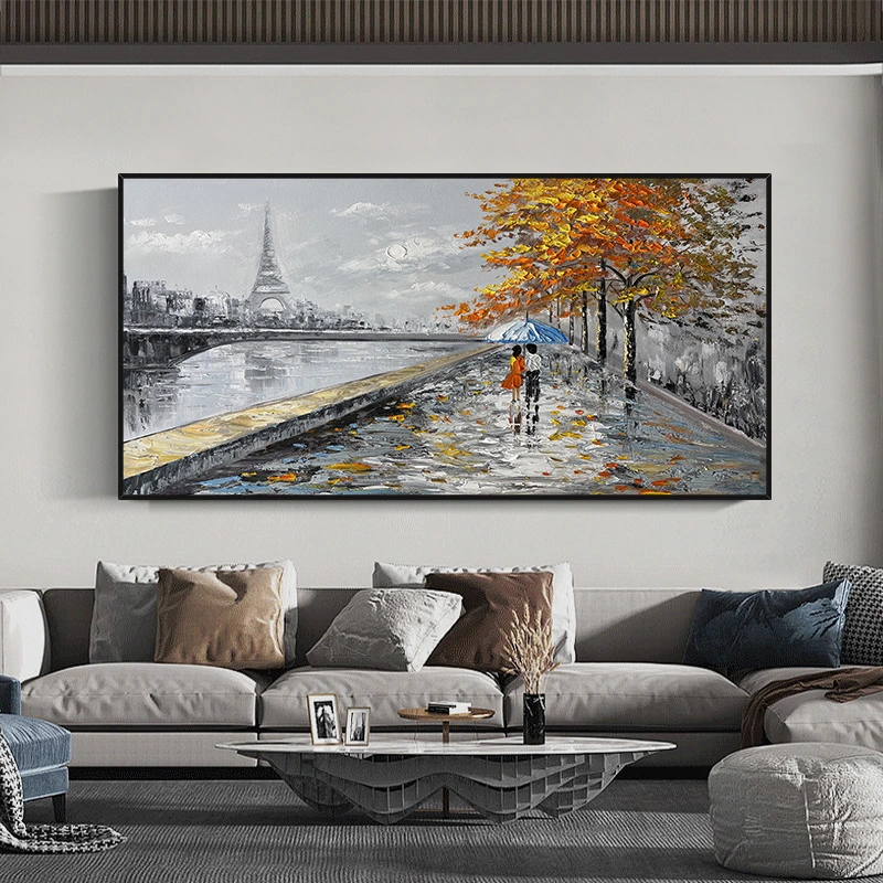 Dropshipping Home Decora Eiffel Tower Canvas Print Modern Wall Art Landscape Handmade Oil Painting for Living Room