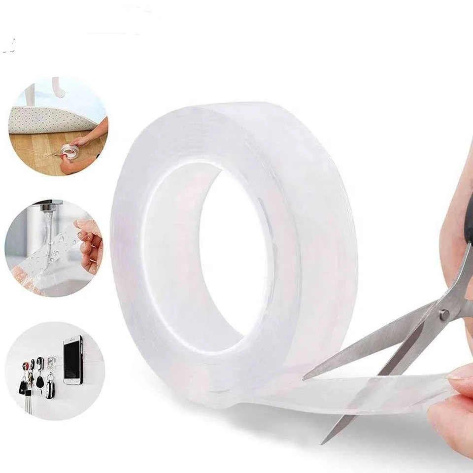 Double Sided Tape Heavy Duty Nano Removable Washable Gel Grip Tape Clear Sticky Adhesive Mounting Tape for Photo Frame