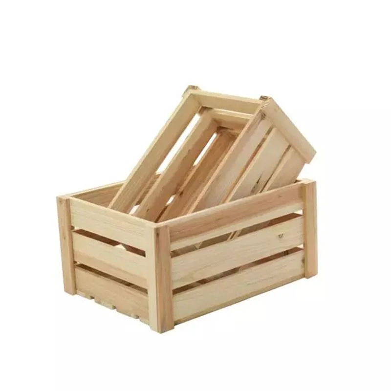 Nesting Wooden Crates Wall Mounted Wooden Basket Display Risers Decoration Wood Crafts Box