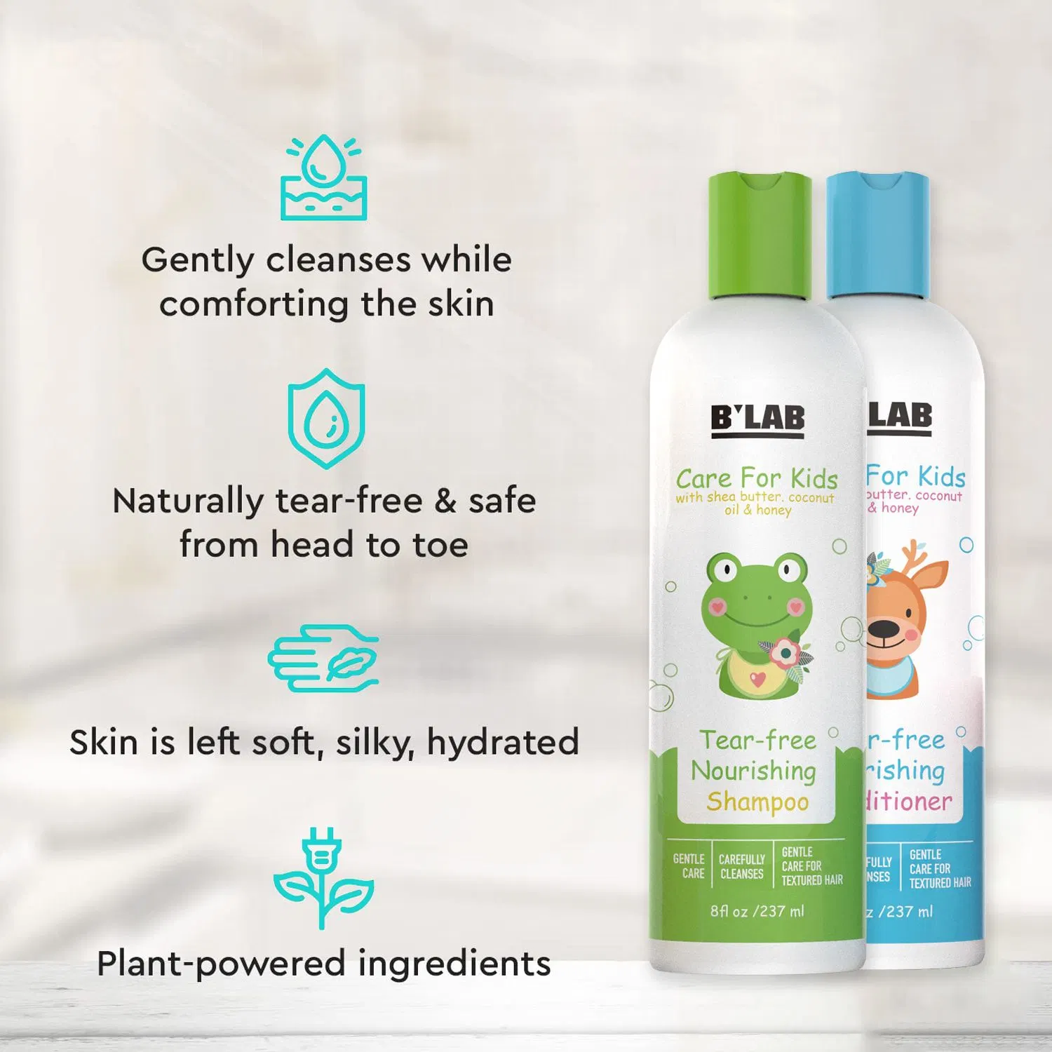 Naturally Tear-Free Formula Curly Kids Shampoo Gently Cleanses Kids Shampoo and Conditioner