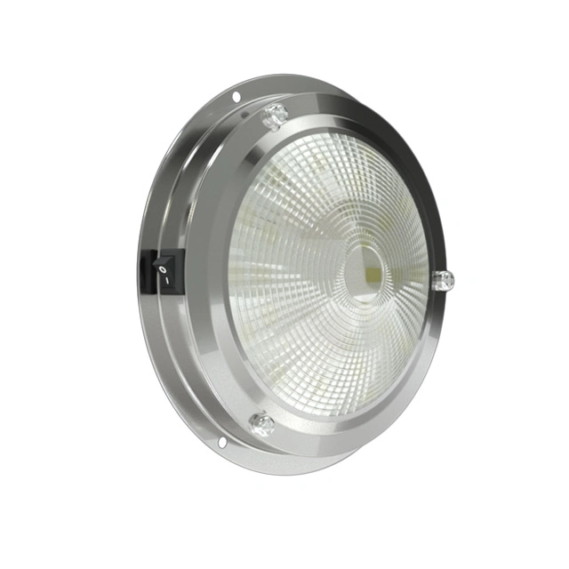 2W Waterproof 12 Volt RV Interior Stainless Steel Accent Marine Boat Dome Light with Toggle Switch