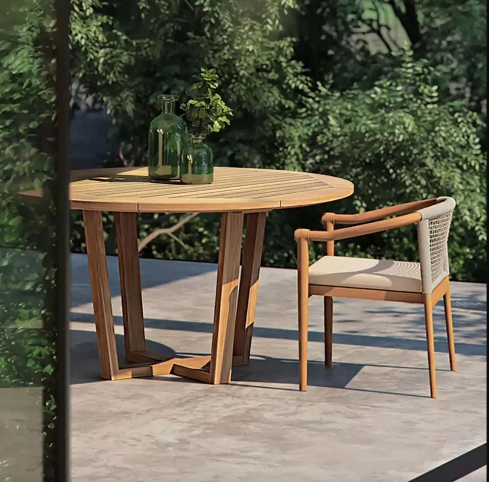 Cadeira de mesa redonda Teak estilo nórdico de alta qualidade personalizada Garden Conjunto de móveis