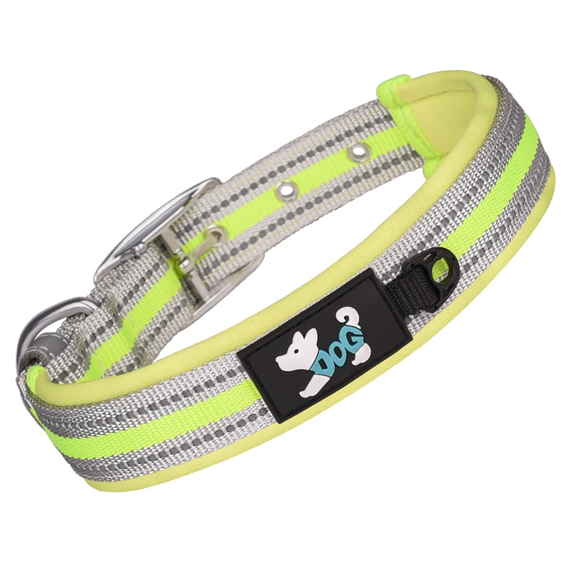 Customized Logo Nylon Material Alloy Buckle Night Reflection Pet Collar