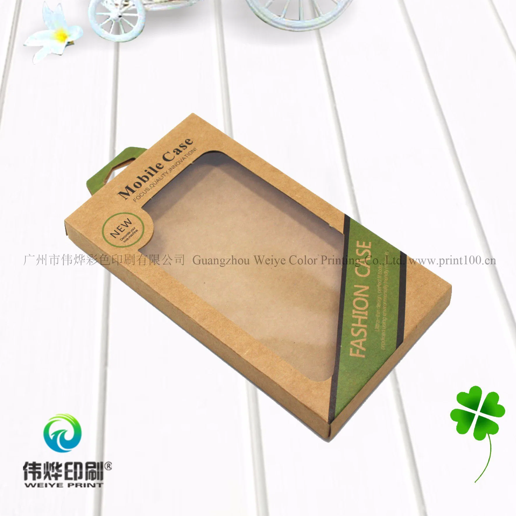 Papel Kraft marrón personalizado Caja de cristal templado con ventana de PVC