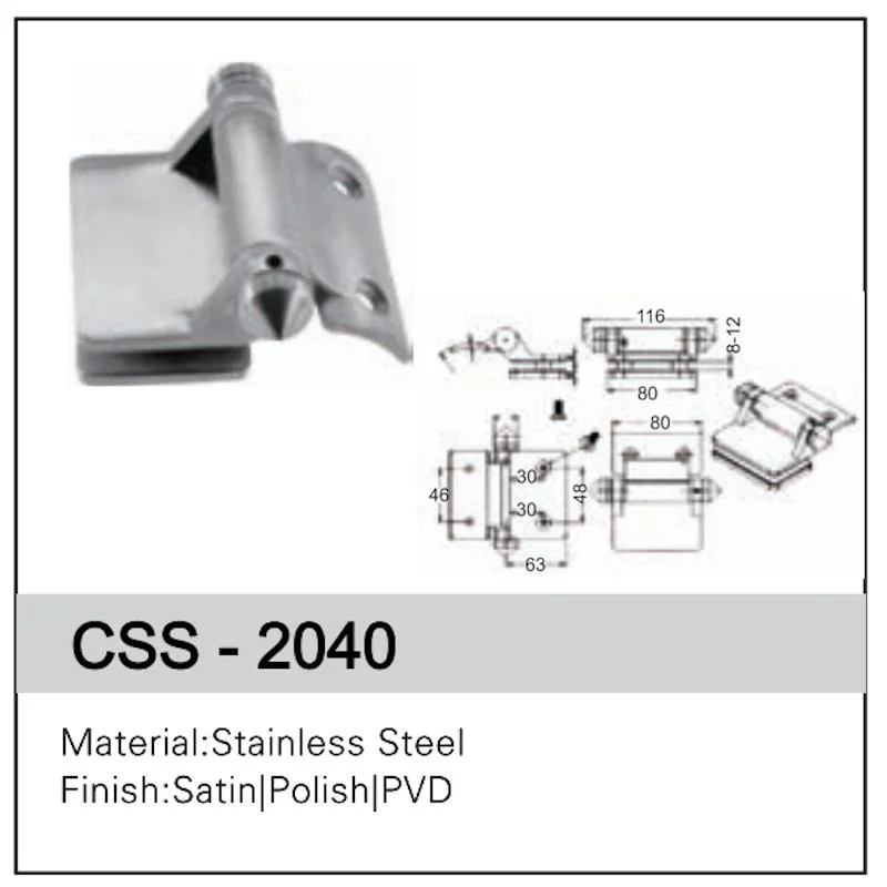 Edelstahl-Glasscharnier Css-2040