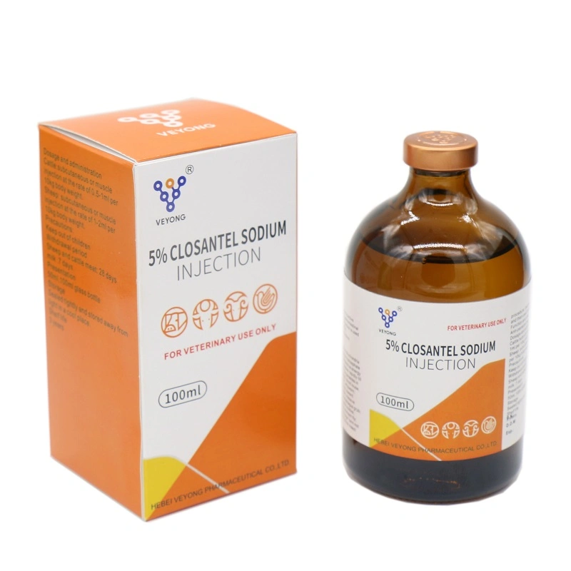 Brebis Medicine Closantel sodium 5% injection médecine vétérinaire médicament antiparasite Avec certification BPF