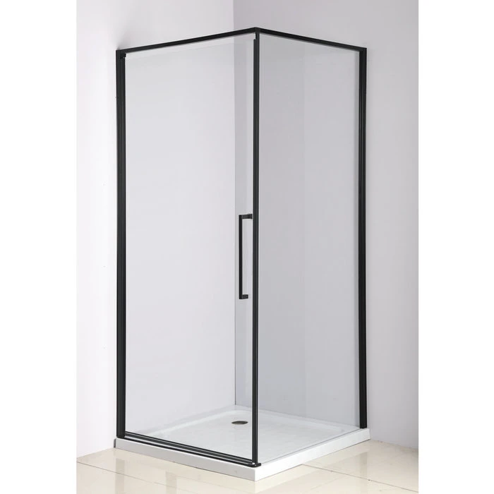 Top Quality Bathroom Black Simple Shower Room Pivot with Long Stainless Steel Handle