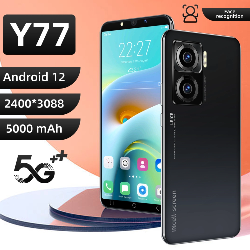 Original New Y77 5,8 pouces 5G cellulaire 16Go + 512 Go+5016MP MP Smartphone Android Android 12.0 Les téléphones mobiles