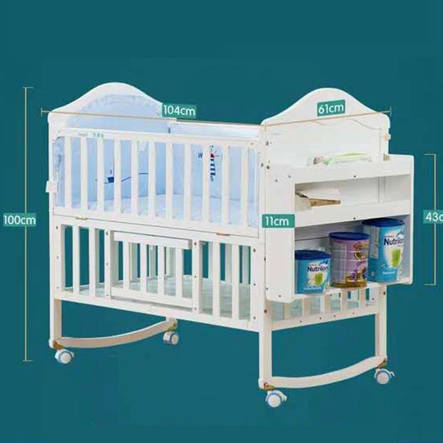 High quality/High cost performance  Multifunction Wooden Baby Crib Bed Bedside Bed