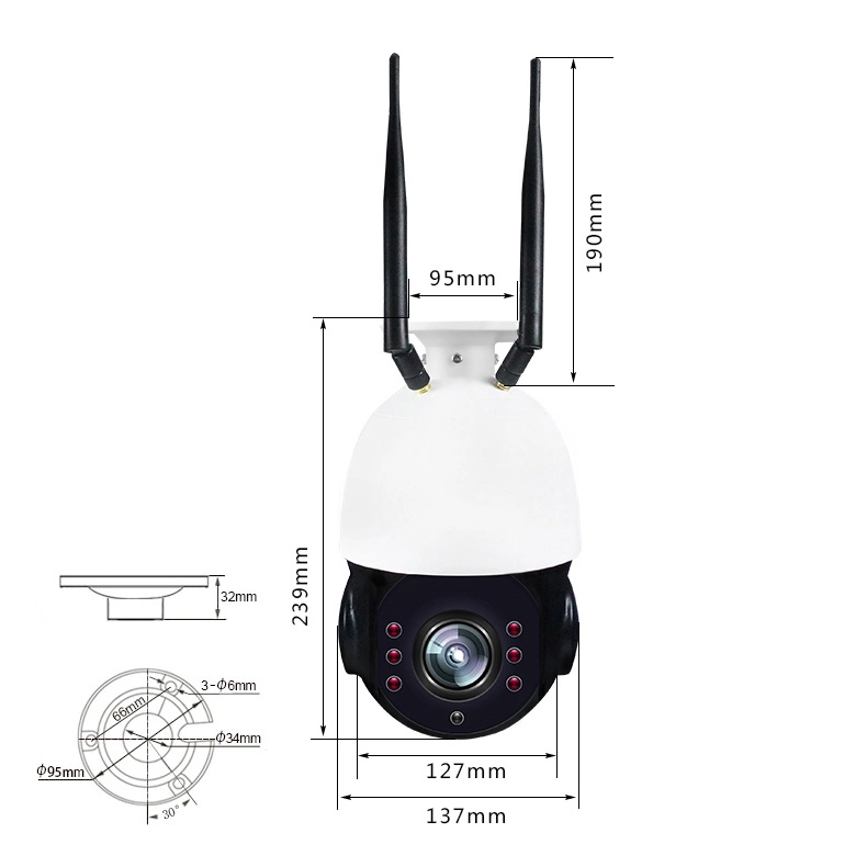 2019 best-seller 960p 360 Grau 3G 4G PTZ de Segurança da câmara para exterior com zoom 5X Câmera Sem Fio do cartão SIM