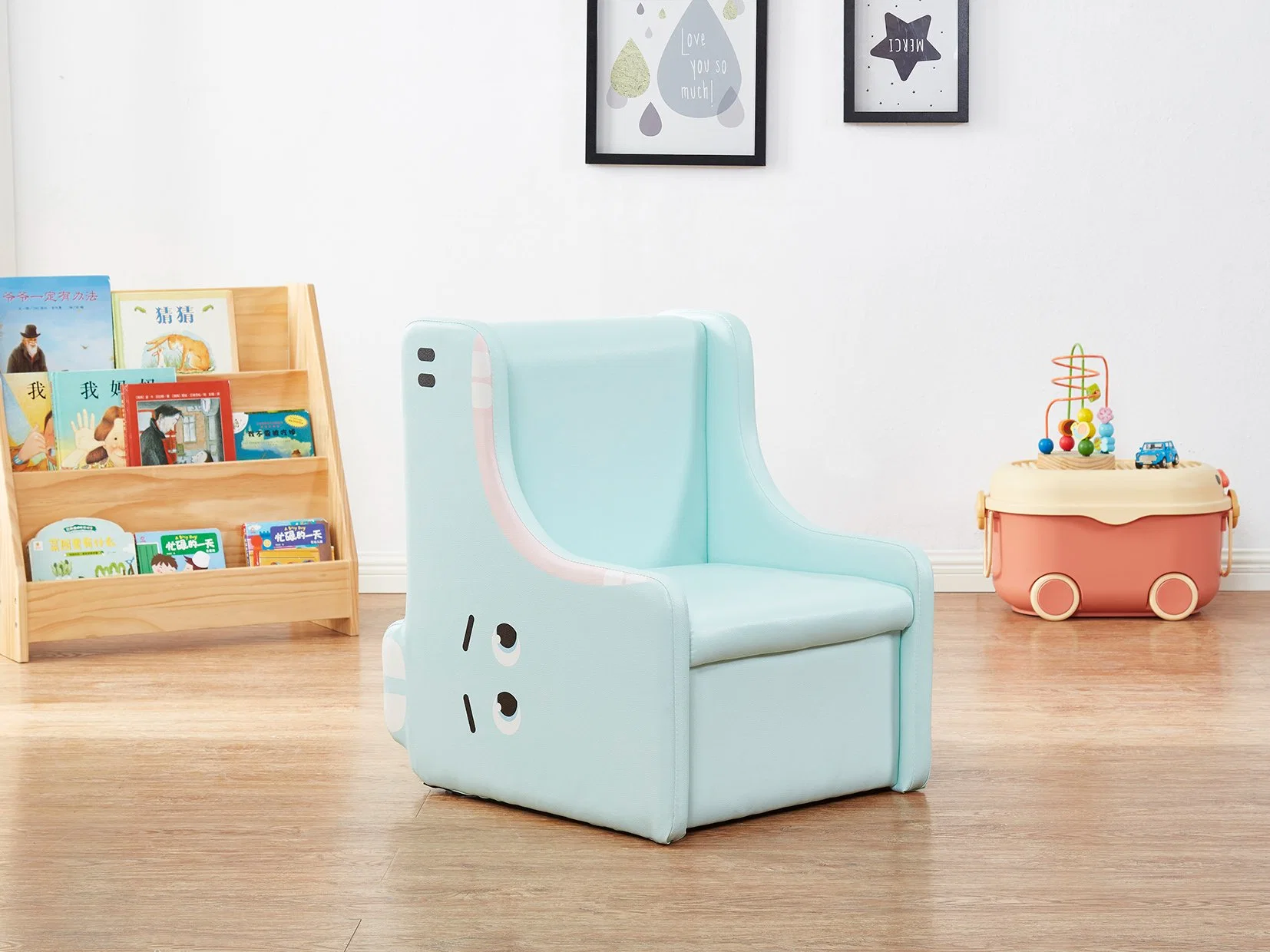 Leisure Home Living Room Furniture Modern Fabric Leather Sofa, Day Care Center Sofa, Cute and Beautiful Cartoon Sofa, Nursery School Sofa