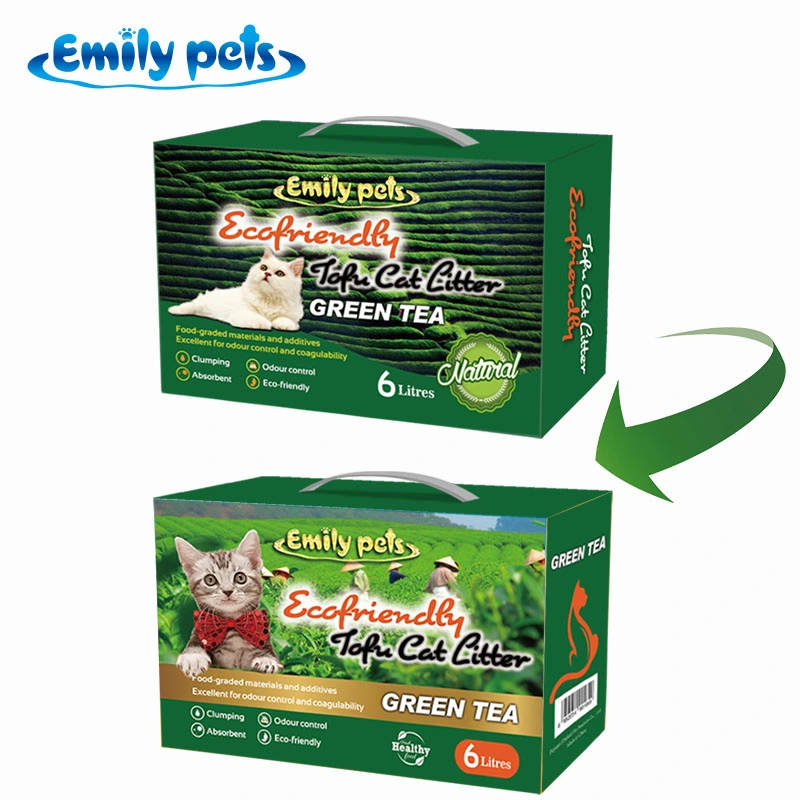 Best Selling Clumping Natural para fornecimento de Pet Store Serapilheira Gato Chá Verde